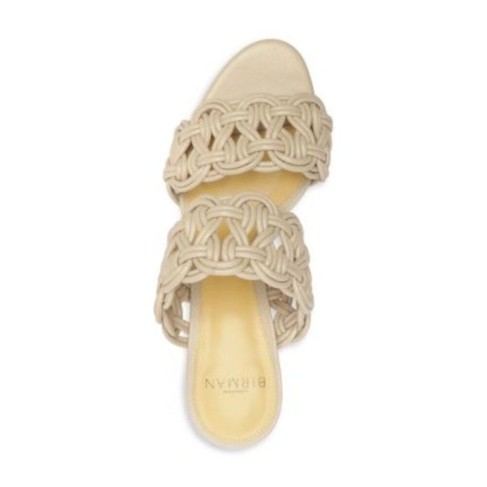 NWT ALEXANDRE BIRMAN Womens Beige Sammy Flare Slip On Leather Heeled Sandal 37 - Picture 3 of 5